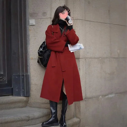 Plus Size Knee-Length Wool-Blend Coat