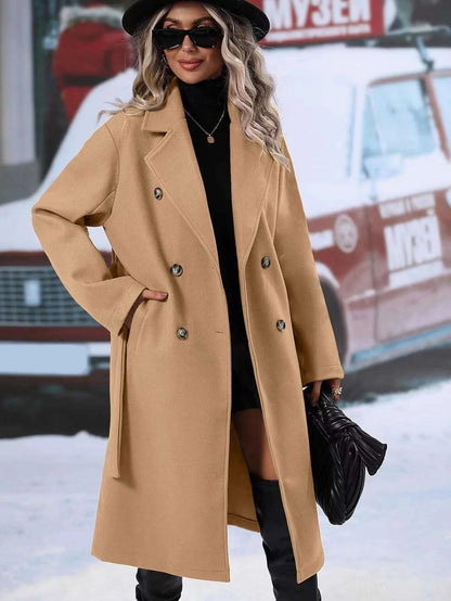 Double-Breasted Lace-Up Blend Coat
