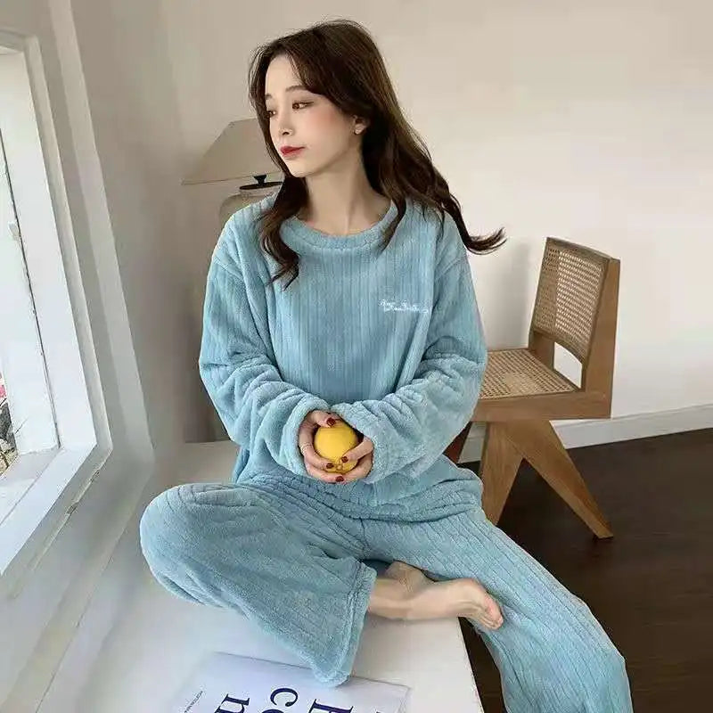 Coral Velvet Winter Pyjama Set