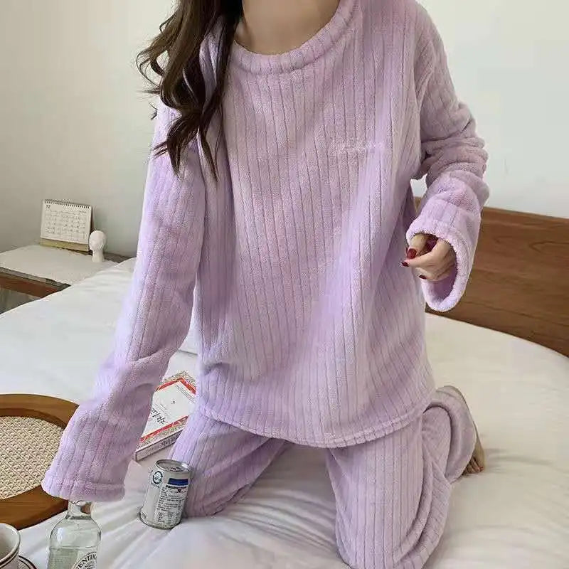 Coral Velvet Winter Pyjama Set