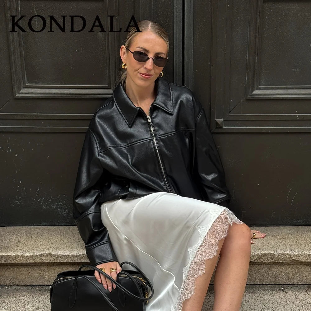 Faux Leather Zip Jacket