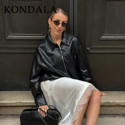 Faux Leather Zip Jacket