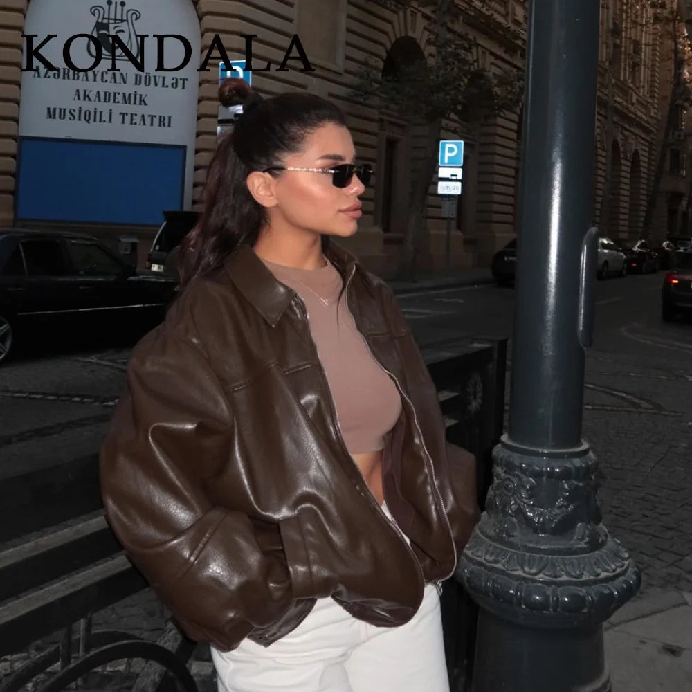 Faux Leather Zip Jacket