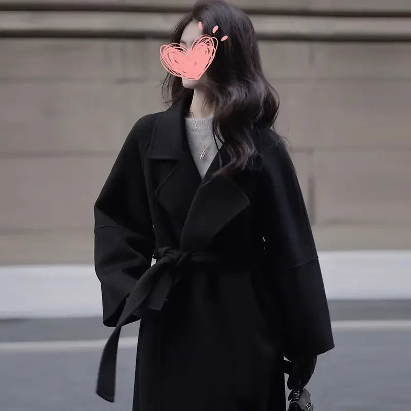 Plus Size Knee-Length Wool-Blend Coat