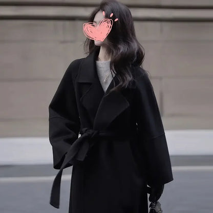 Plus Size Knee-Length Wool-Blend Coat