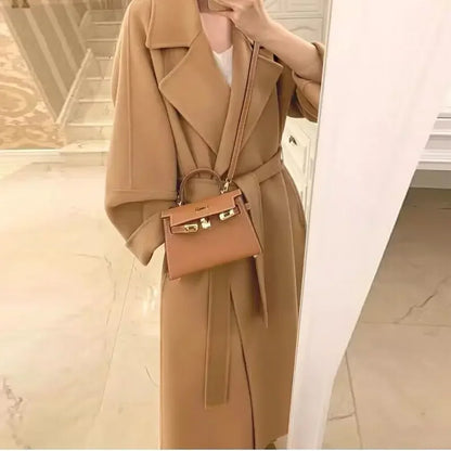 Plus Size Knee-Length Wool-Blend Coat