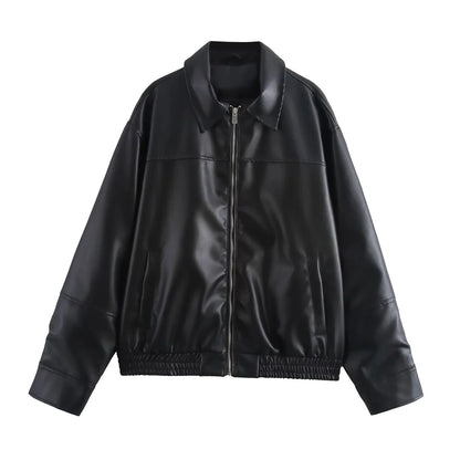 Faux Leather Zip Jacket