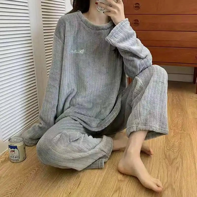 Coral Velvet Winter Pyjama Set