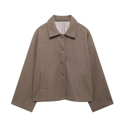 British-Style Loose-Fit Wool-Look Coat