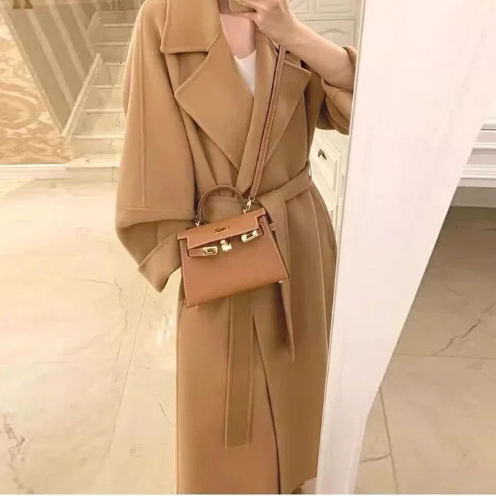 Plus Size Knee-Length Wool-Blend Coat