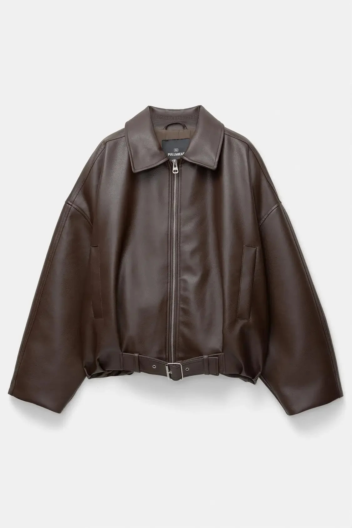 Leather Zip Jacket with Belt