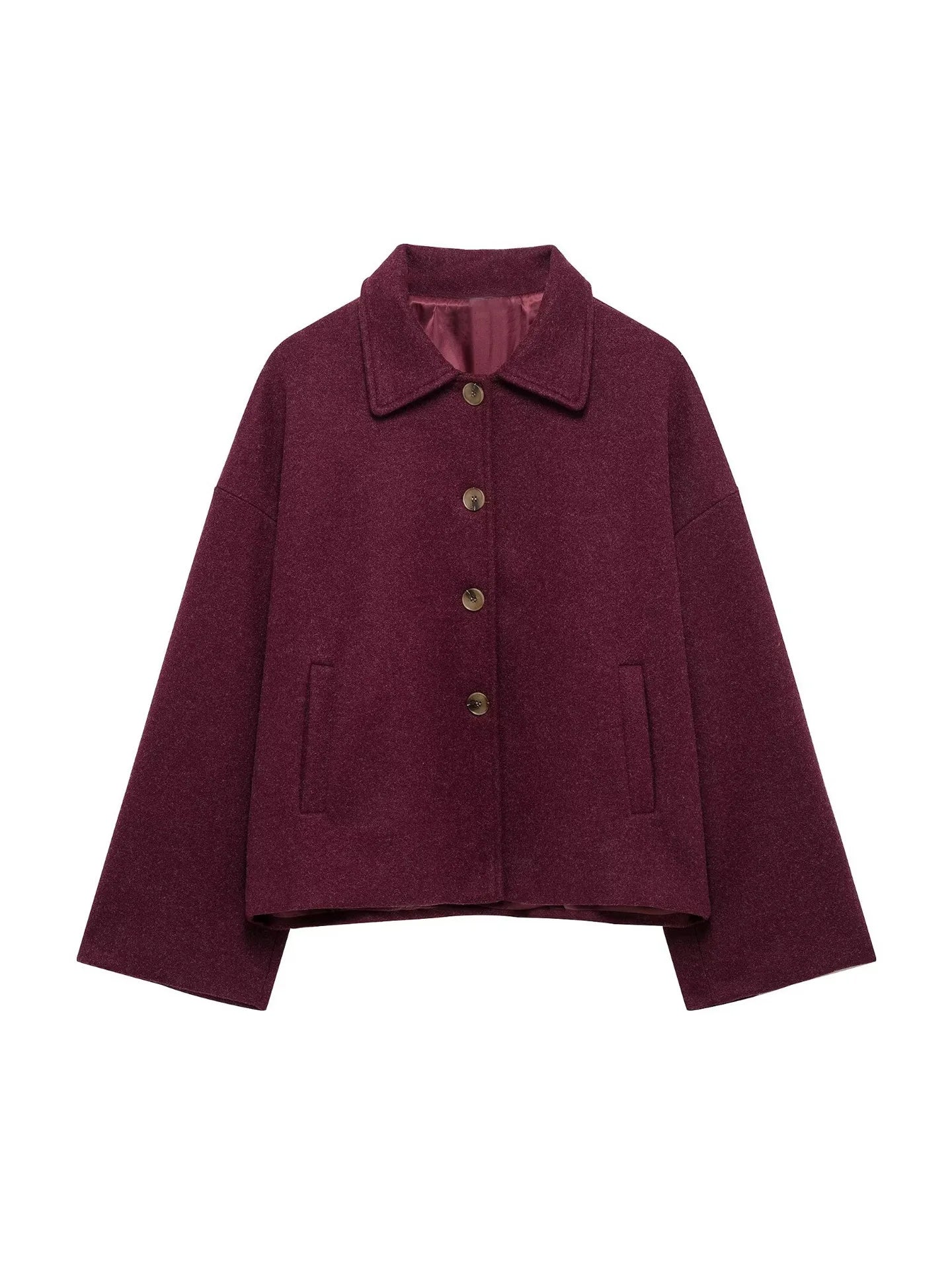 British-Style Loose-Fit Wool-Look Coat