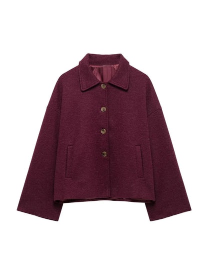 British-Style Loose-Fit Wool-Look Coat