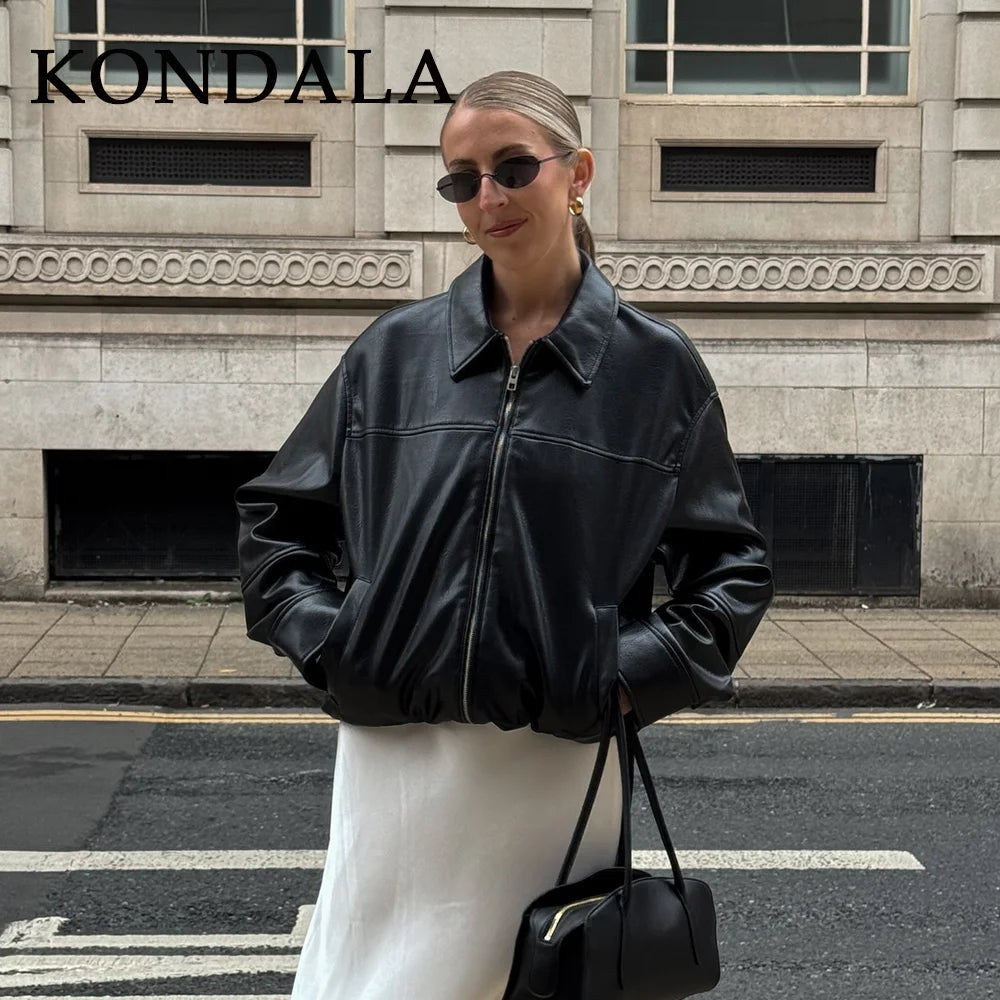Faux Leather Zip Jacket