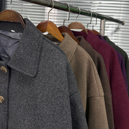British-Style Loose-Fit Wool-Look Coat