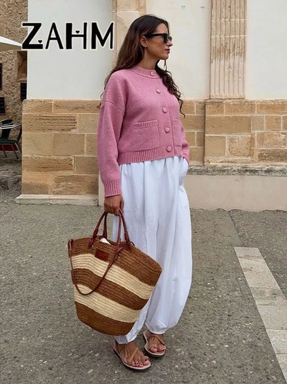 Classic Knit Cardigan with Pockets