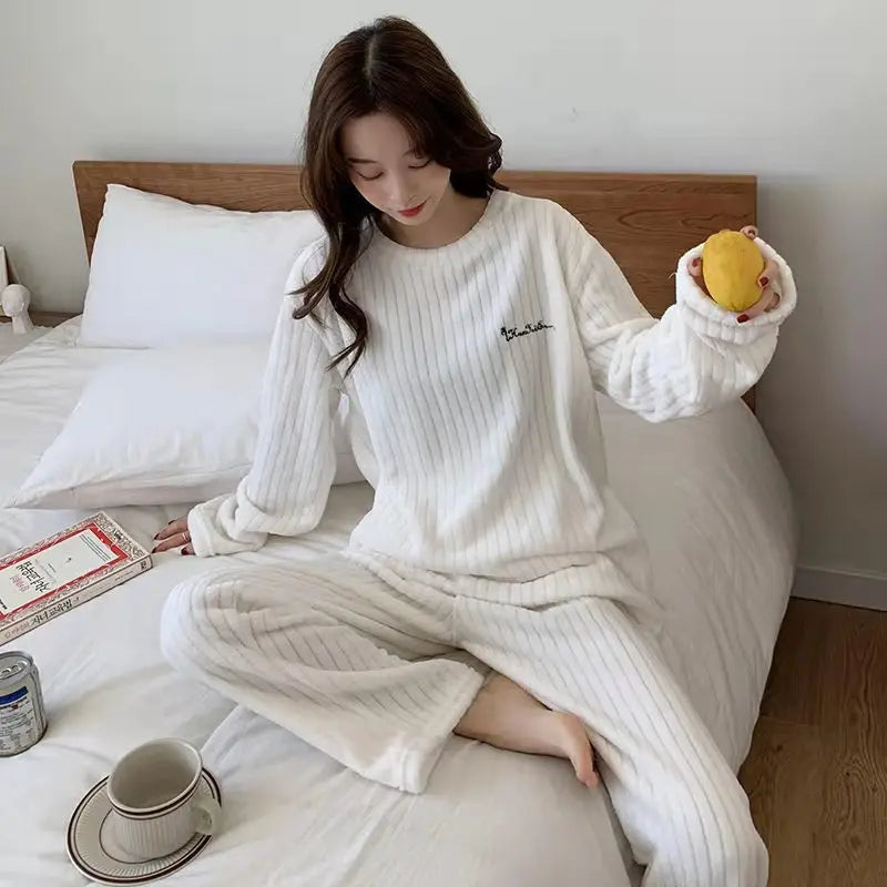 Coral Velvet Winter Pyjama Set