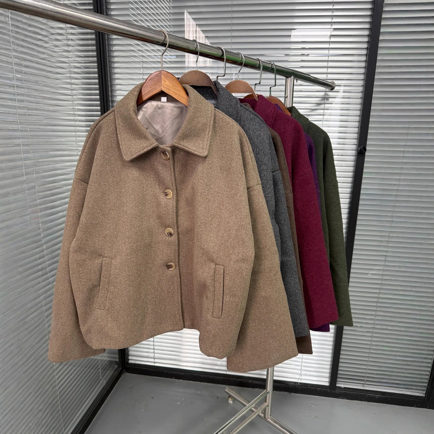 British-Style Loose-Fit Wool-Look Coat