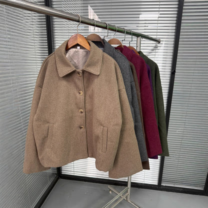 British-Style Loose-Fit Wool-Look Coat
