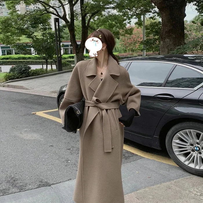 Plus Size Knee-Length Wool-Blend Coat