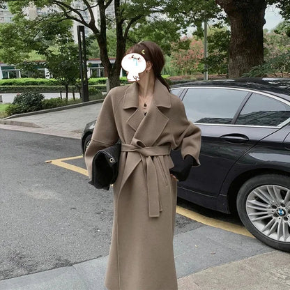 Plus Size Knee-Length Wool-Blend Coat