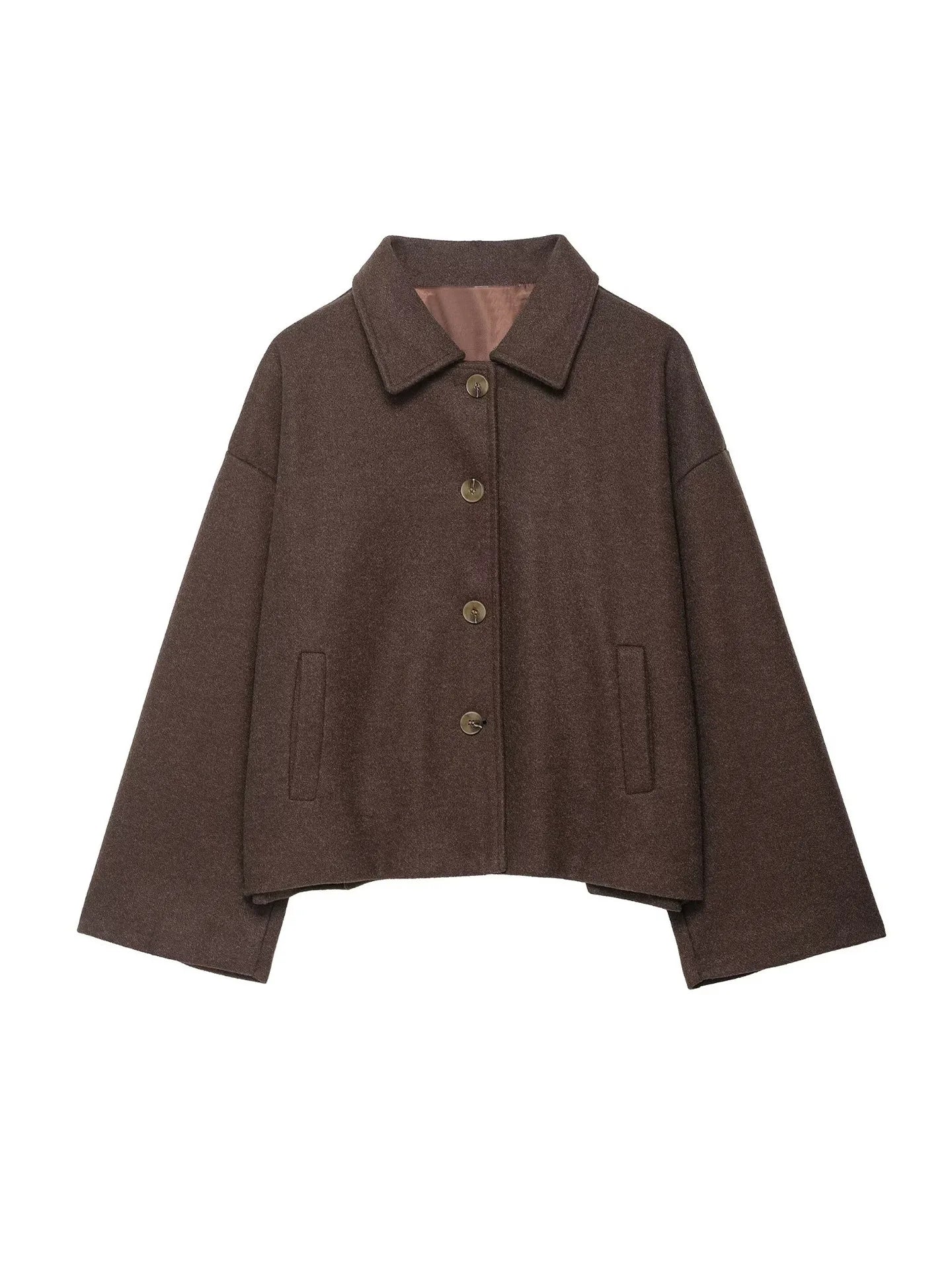 British-Style Loose-Fit Wool-Look Coat