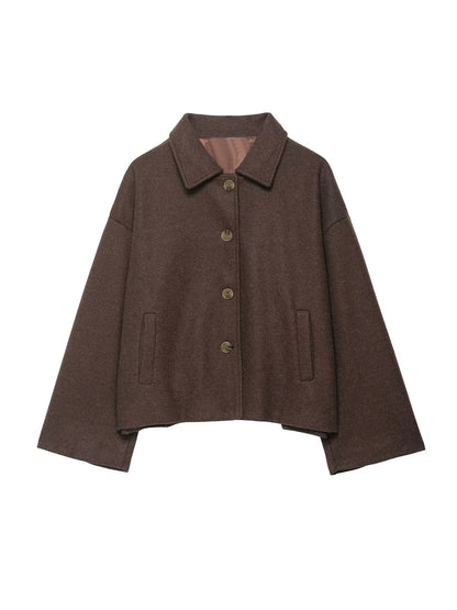 British-Style Loose-Fit Wool-Look Coat