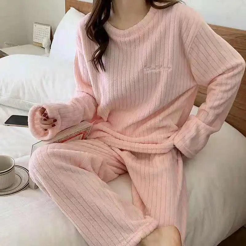 Coral Velvet Winter Pyjama Set