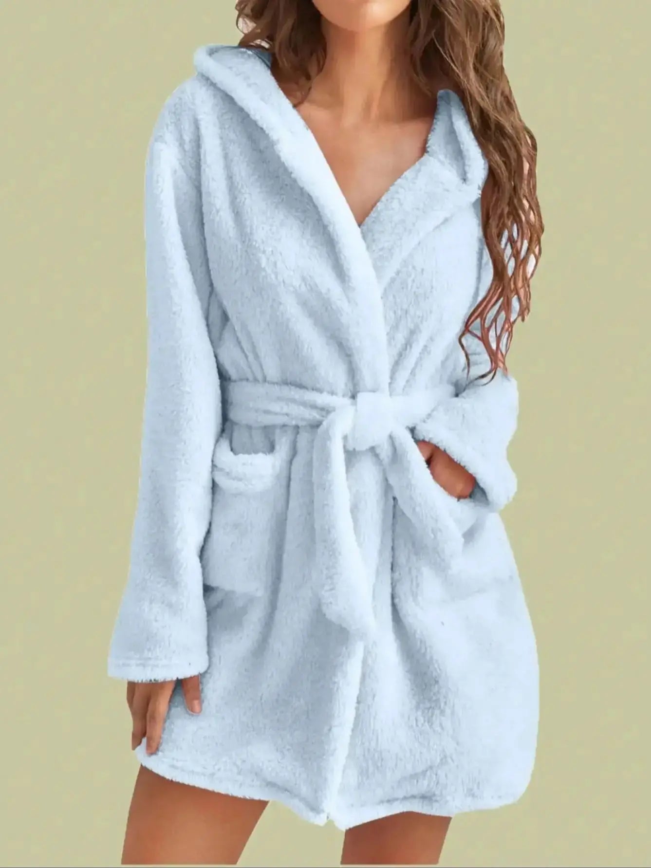 Hooded Fleece Robe with Belt