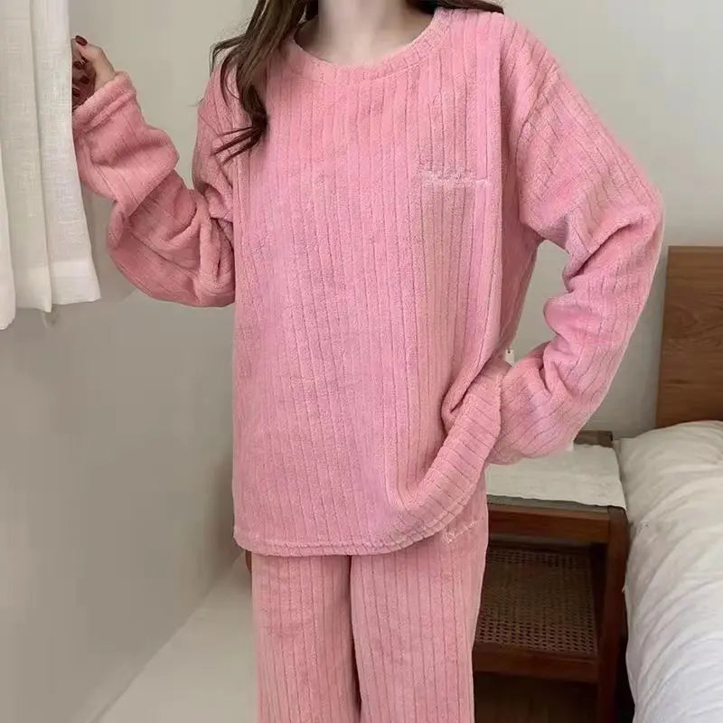 Coral Velvet Winter Pyjama Set