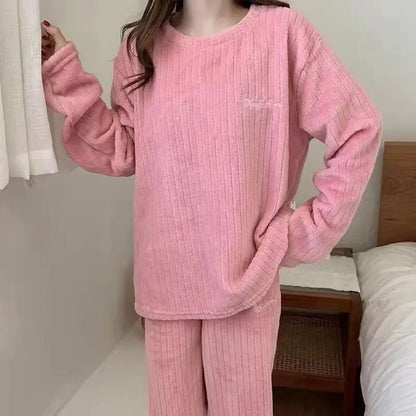Coral Velvet Winter Pyjama Set