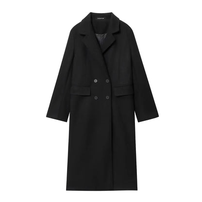 Burgundy Double-Breasted Blend Coat