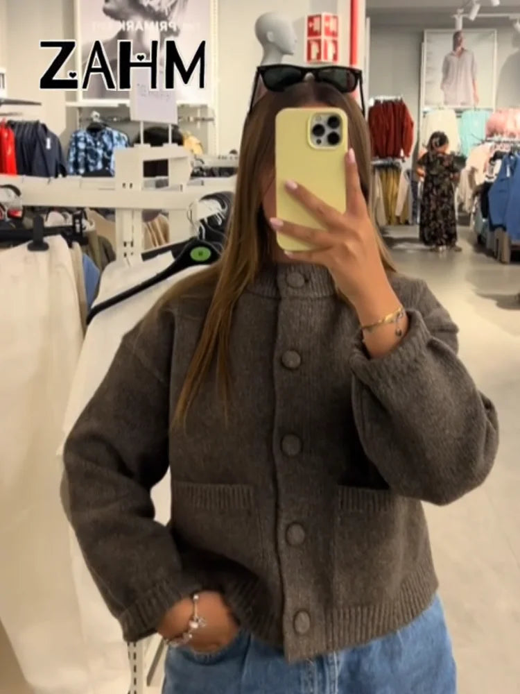 Classic Knit Cardigan with Pockets