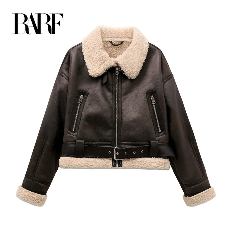 Faux Shearling Belted Jacket