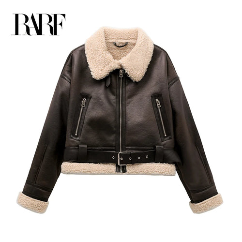Faux Shearling Belted Jacket