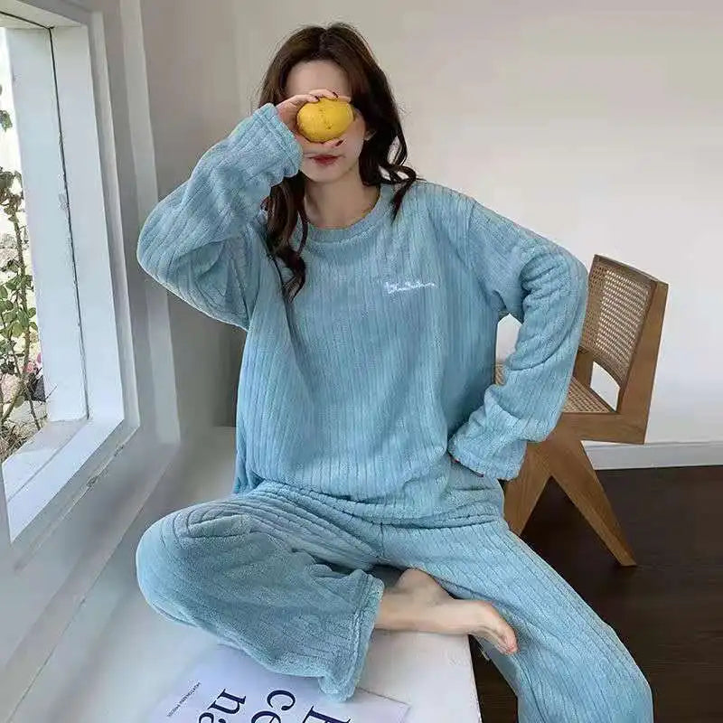 Coral Velvet Winter Pyjama Set