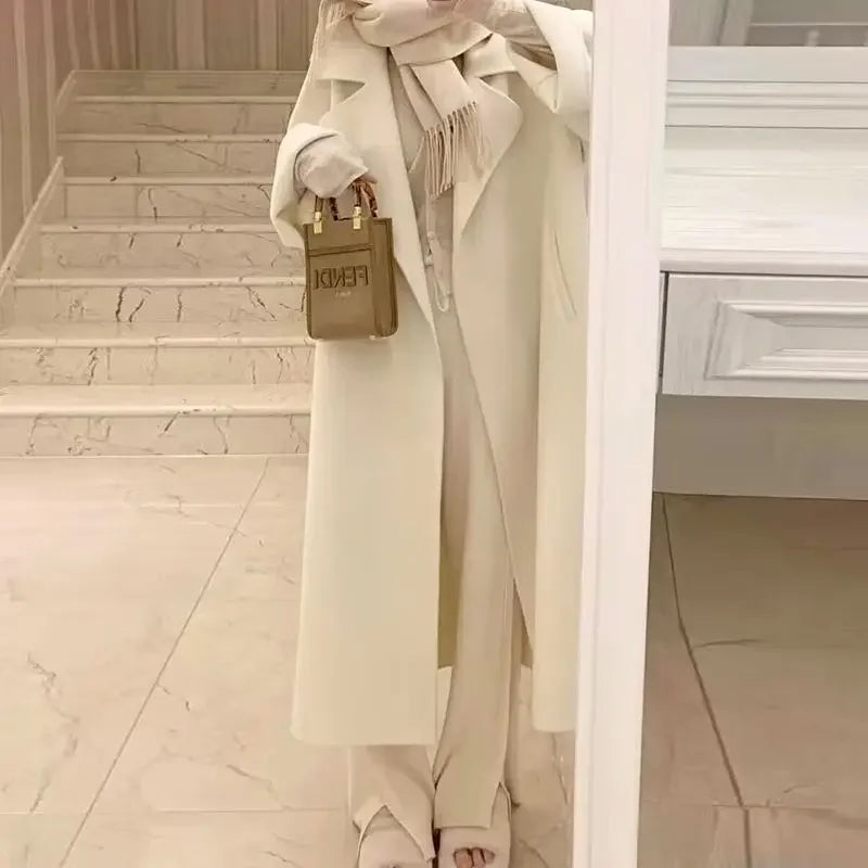 Plus Size Knee-Length Wool-Blend Coat