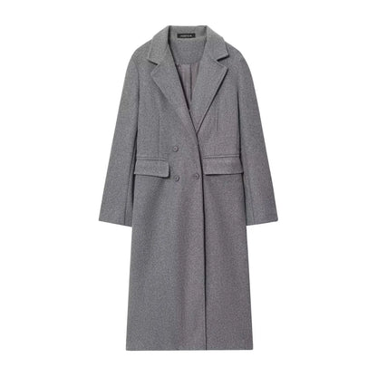 Burgundy Double-Breasted Blend Coat