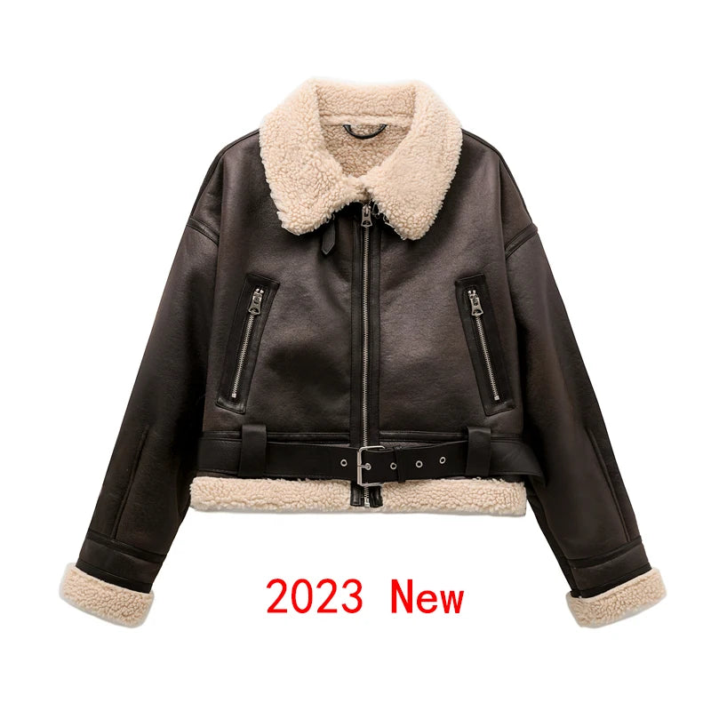 Faux Shearling Belted Jacket
