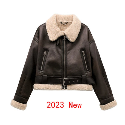 Faux Shearling Belted Jacket