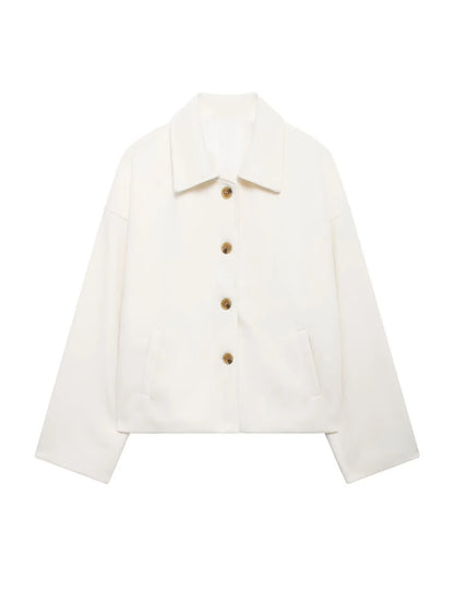 British-Style Loose-Fit Wool-Look Coat