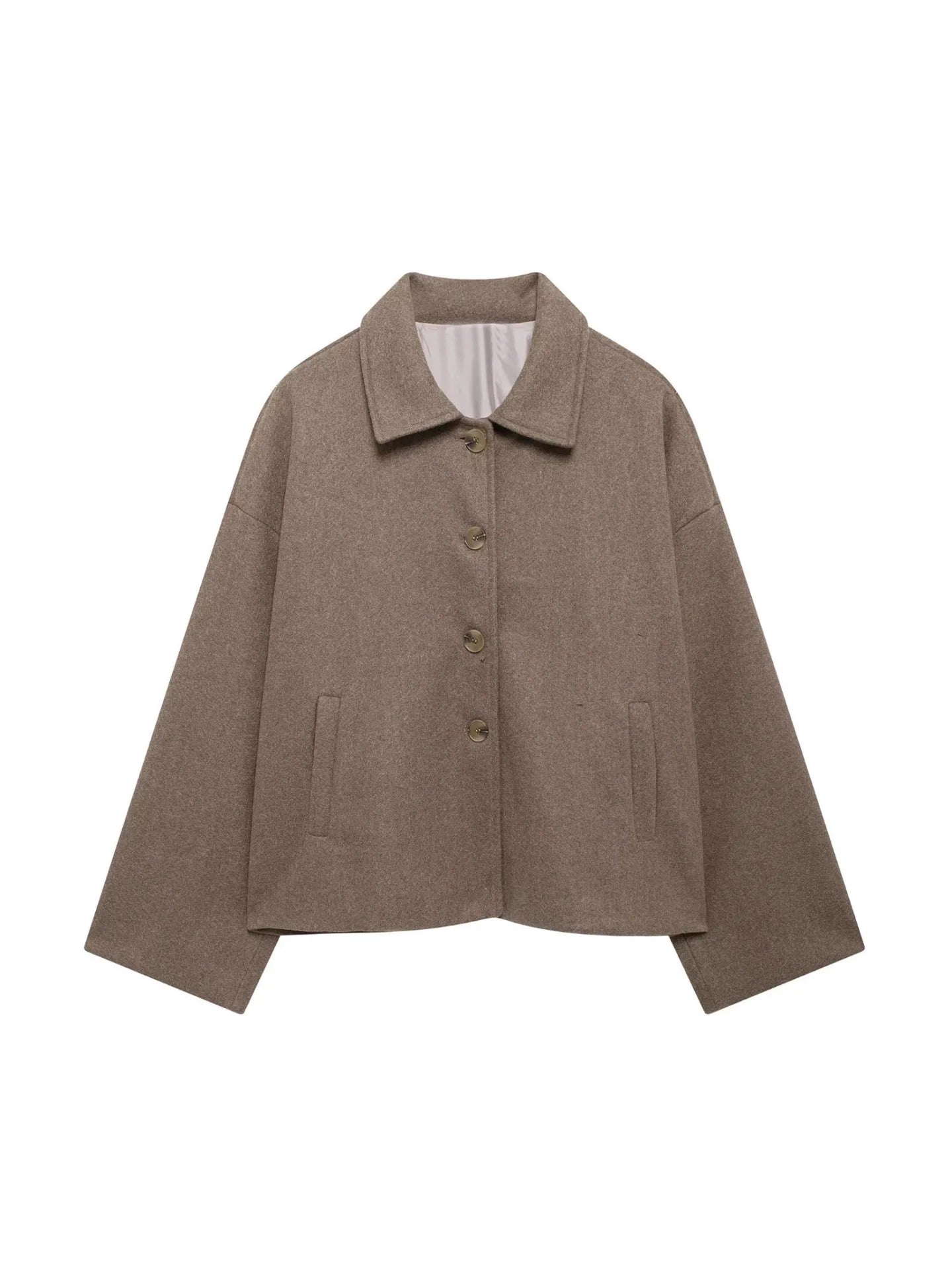 British-Style Loose-Fit Wool-Look Coat