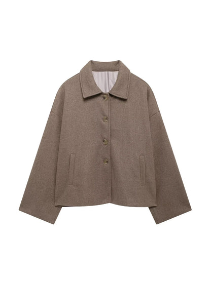 British-Style Loose-Fit Wool-Look Coat