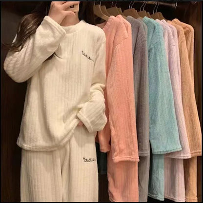 Coral Velvet Winter Pyjama Set