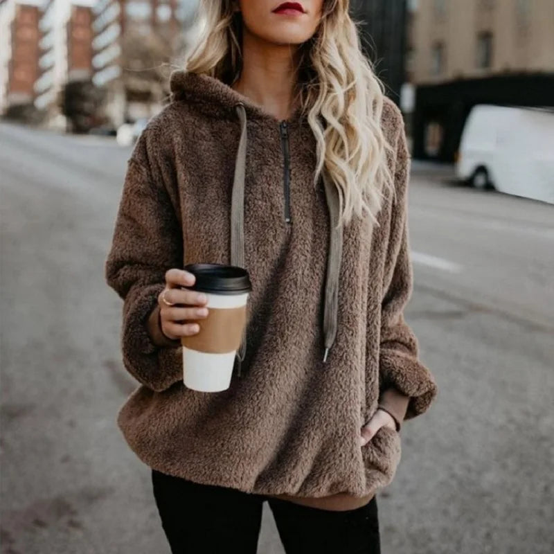 Long-Sleeve Hooded Knit Coat
